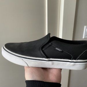 Vans Asher slip on perforated leather sneakers womens size 7.5